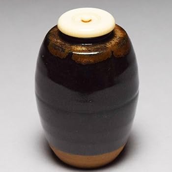 Amazon.co.jp: 平安万代喜山造肩衝茶入共箱仕覆付茶道具茶器有栖川裂中