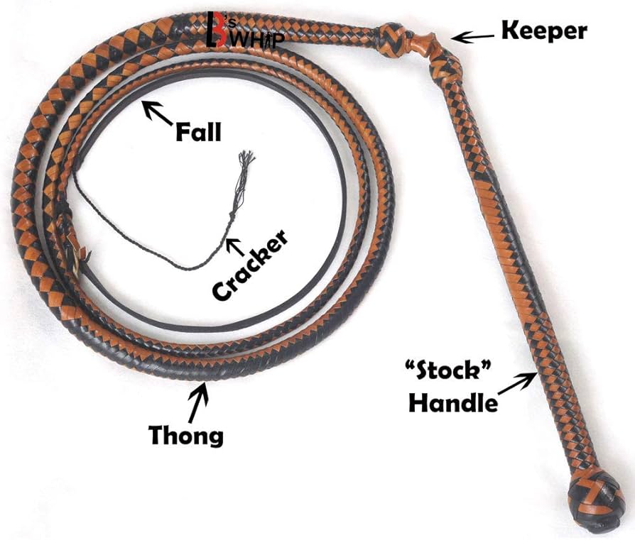 Stockwhip 08 Foot 16 Plaits Kangaroo Hide Leather Equestrian