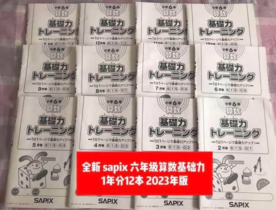 全新：サピックス算数 6年基礎力トレーニング1年分12冊2023年度版