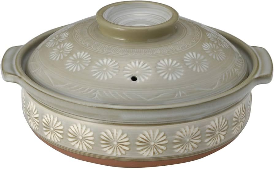 Amazon | 【正規品】 萬古焼 銀峯 土鍋 (深鍋) 10号 4-5人用 花三島 直