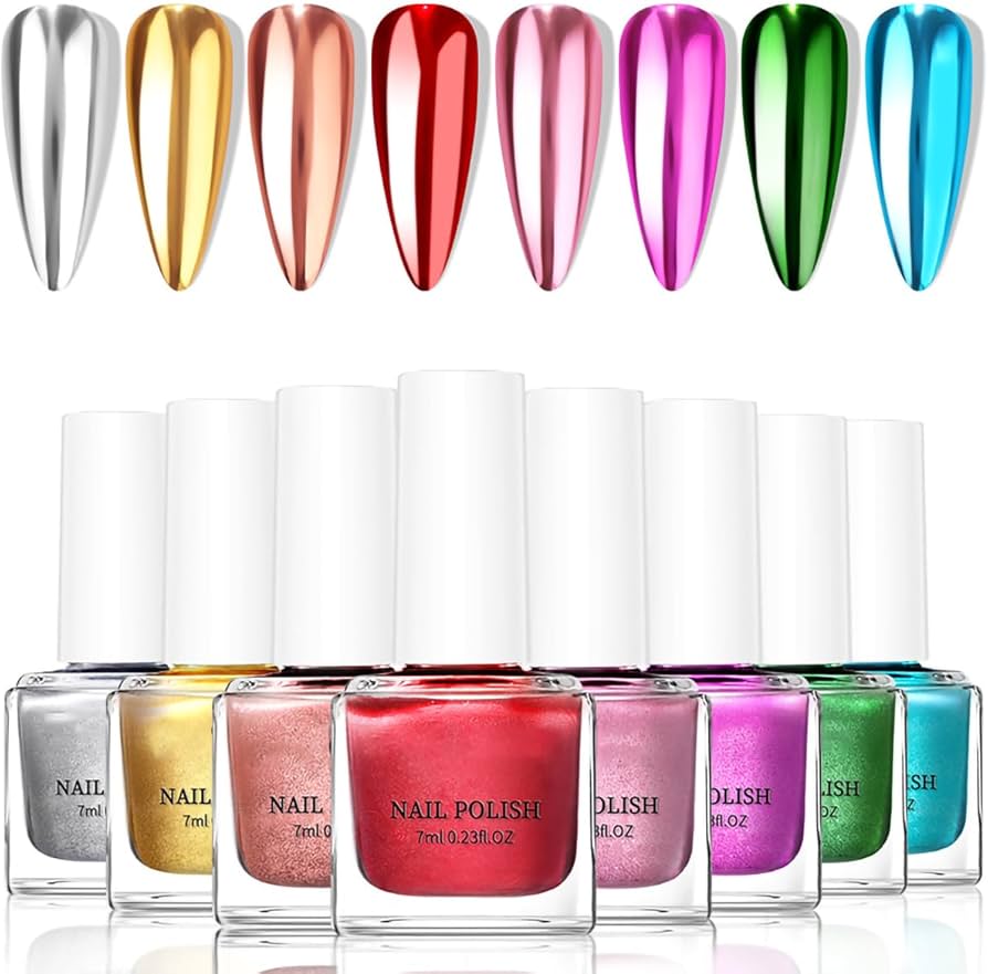 Amazon.co.jp: ミラーネイルポリッシュ 8色セット メタリックネイル