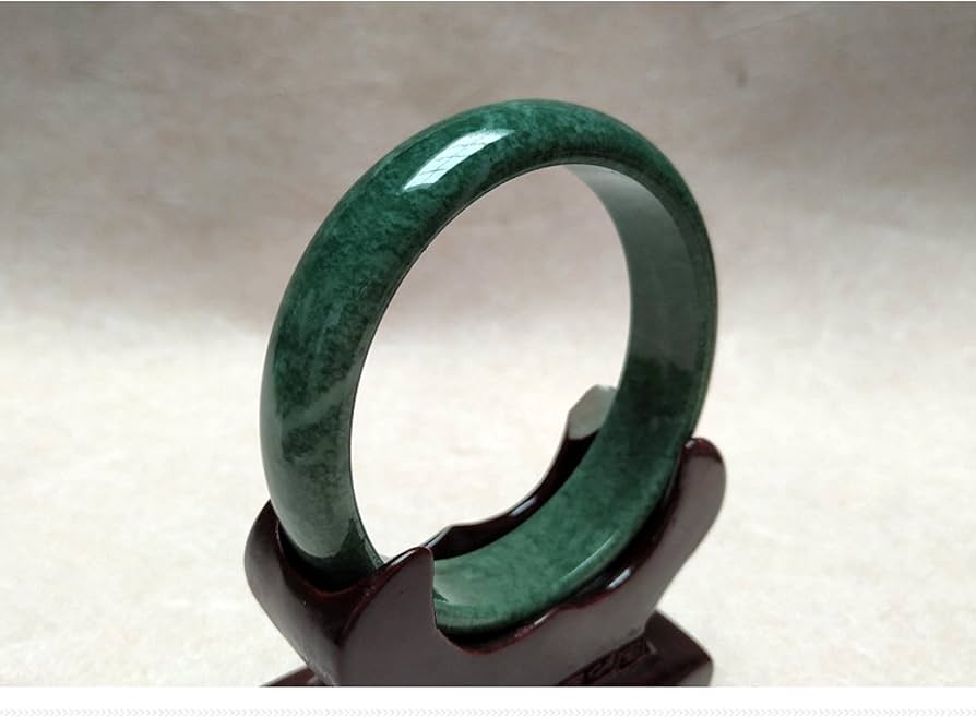 Amazon.co.jp: 天然翡翠バングル 自然な濃い緑の手彫りの広い