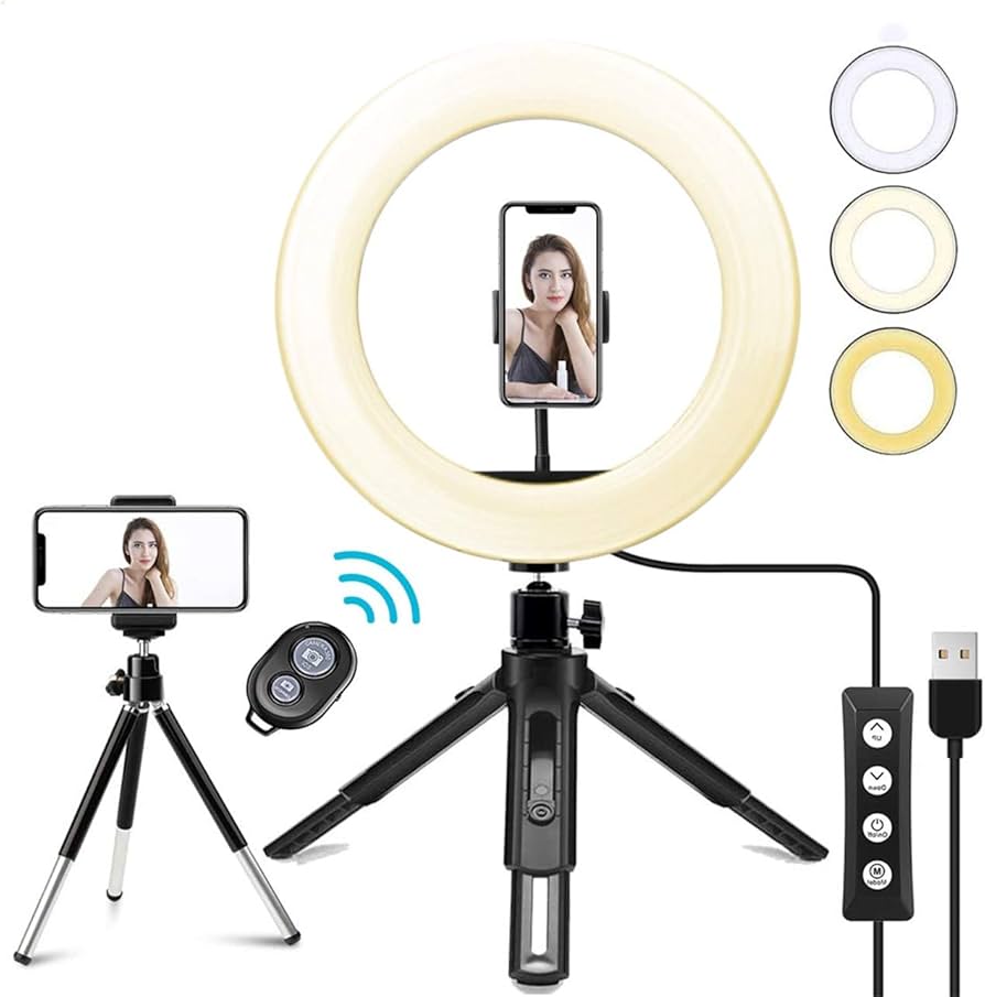 Amazon | LEDリングライト - 自撮りライト 外径10in USBライト 3色