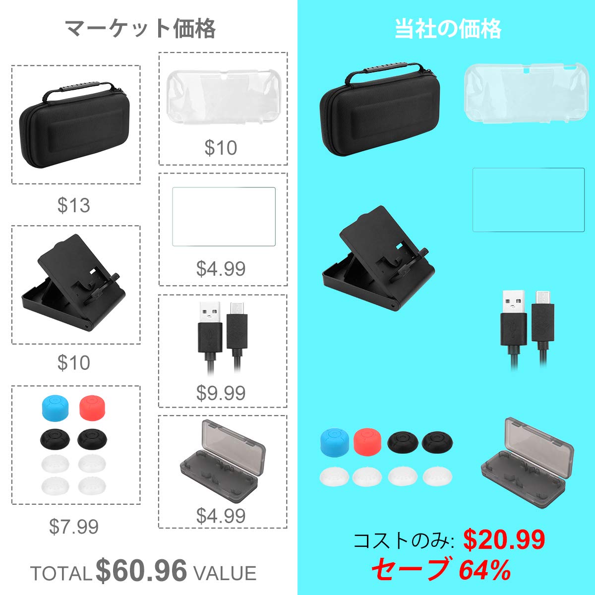 Amazon | Nintendo Switch Lite キャリングケースセット 17 in 1