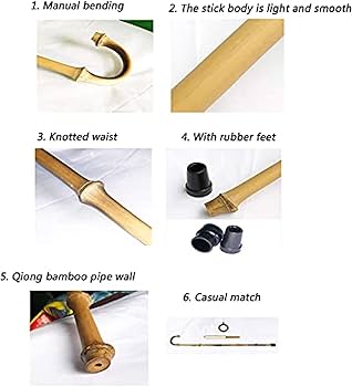 Amazon.co.jp: 竹の杖-ゴム製の先端が付いた滑り止めの杖-男性と女性の