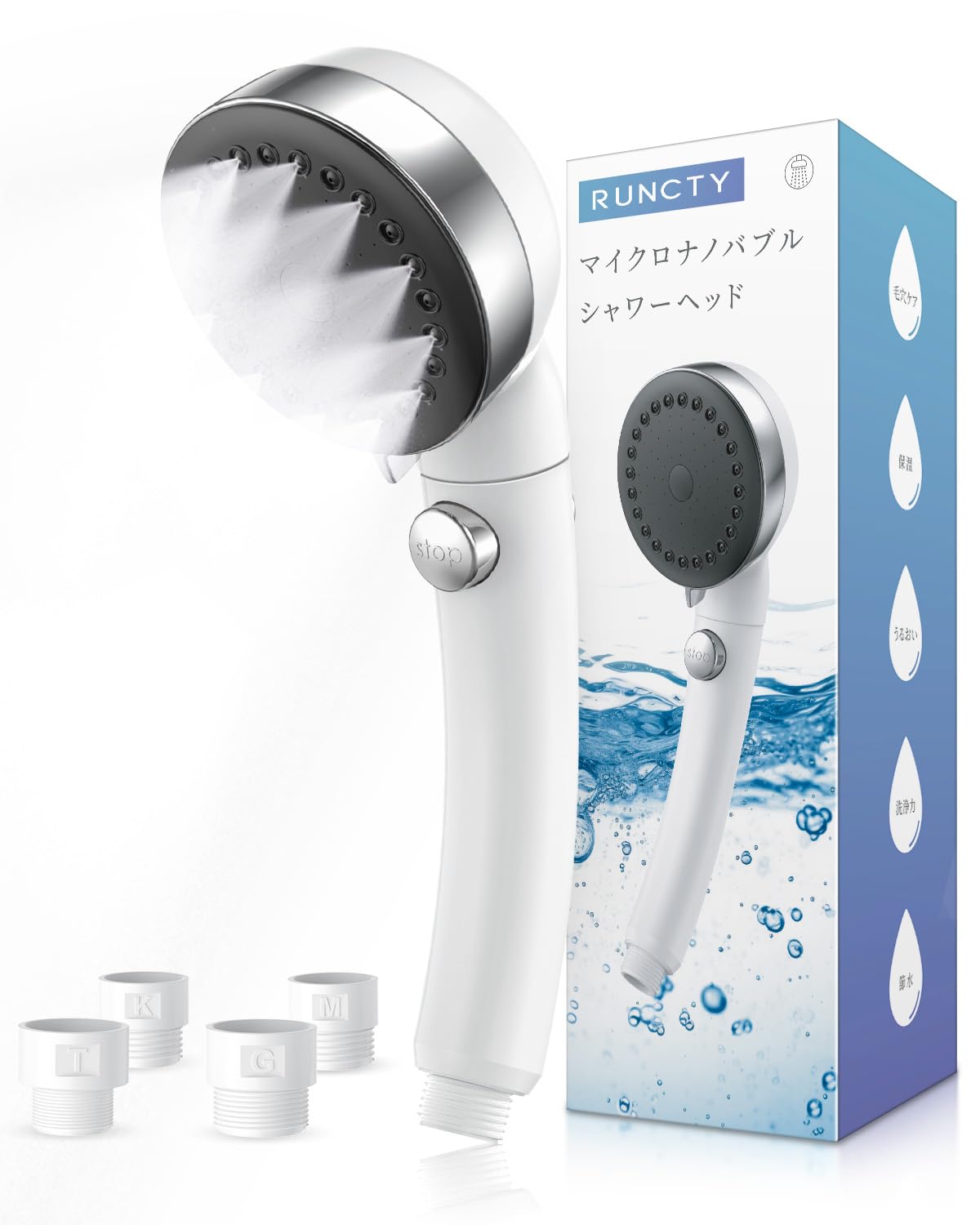 Amazon.co.jp: RUNCTY シャワーヘッド ミスト 節水 マイクロナノバブル