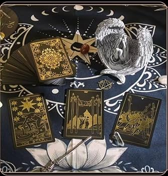 Amazon.co.jp: Rekeell 神秘的なブラックとゴールドのタロットカード