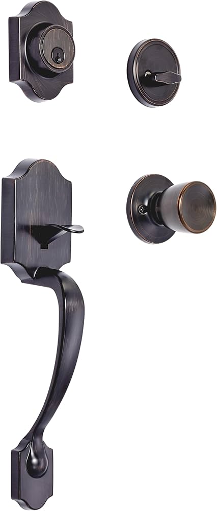 Amazon Basics Front Door Lock Set, Handleset with Tulip Knob, Easy