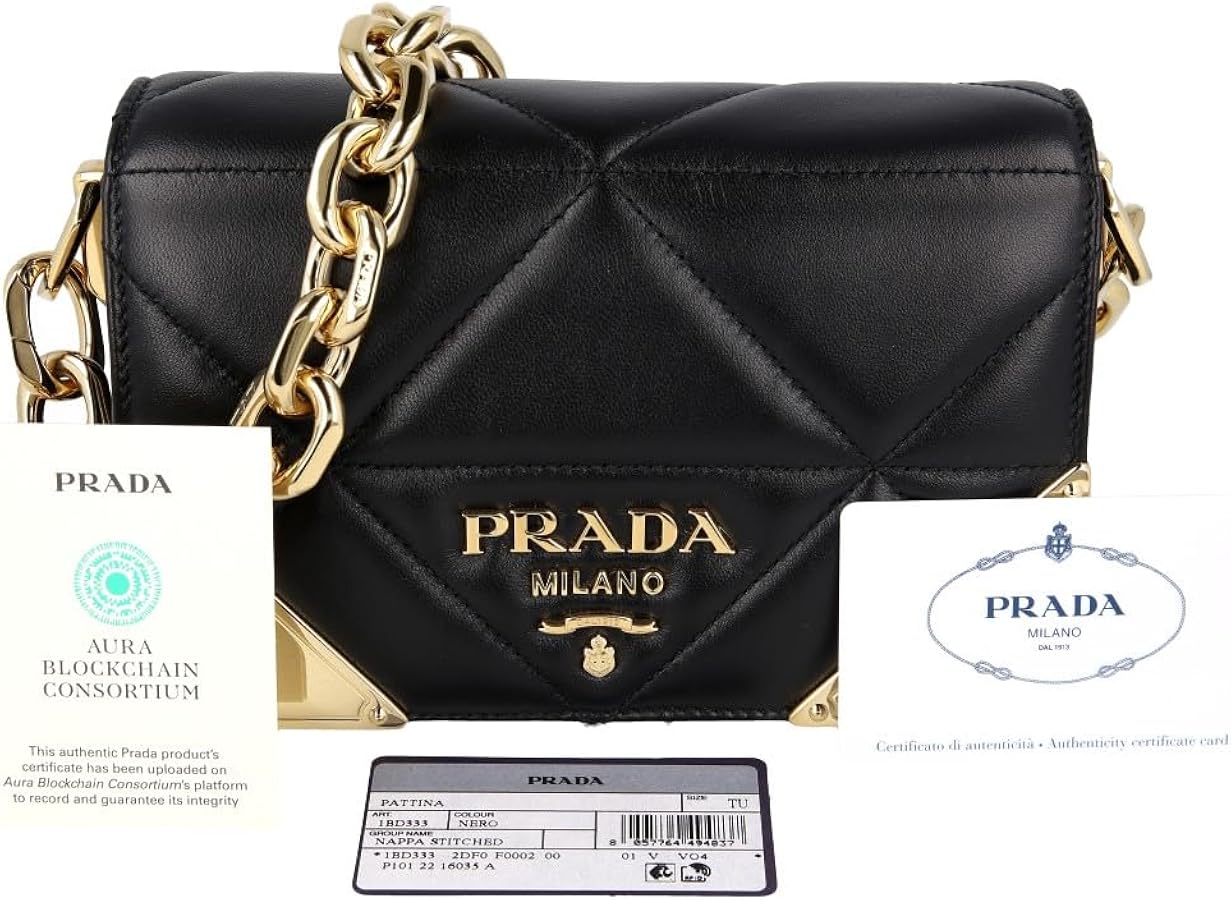 Prada Women's 1BD333 Black Leather Shoulder Bag : Amazon.ca