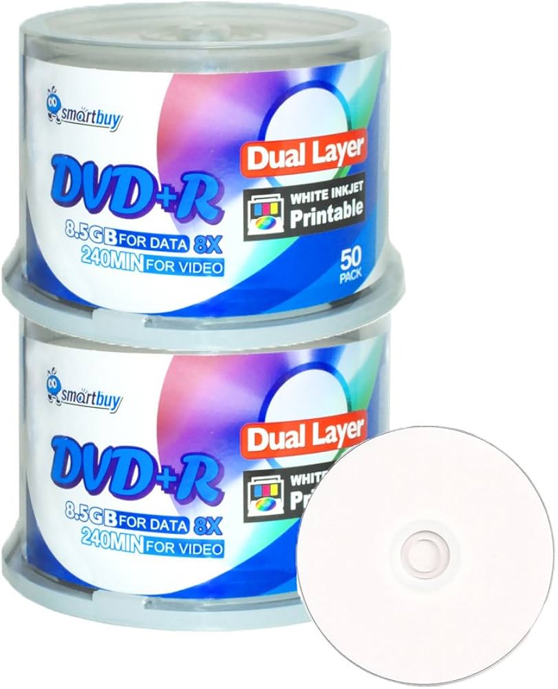 Amazon.com: Smart Buy 100 Pack DVD+r Dl 8.5gb 8X DVD Plus R Double