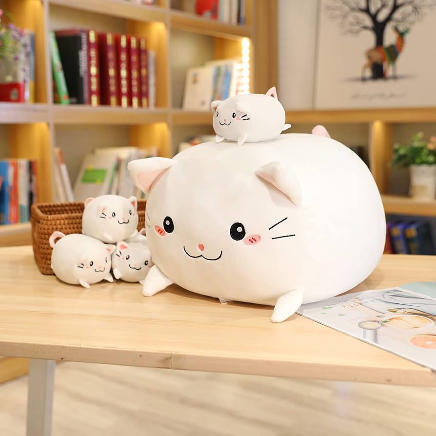 Amazon.co.jp: SQEQE かわいい猫のぬいぐるみ お腹に4匹の赤ちゃん