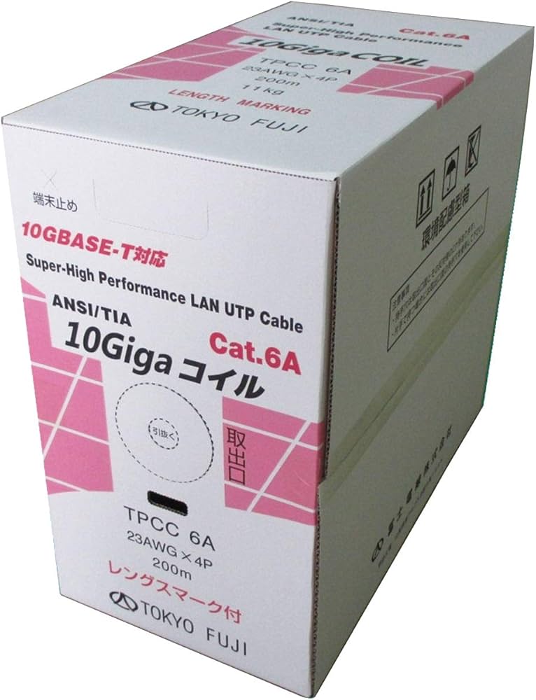 Amazon.co.jp: 冨士電線 Cat6A 単線 LAN（UTP）ケーブル（200m巻