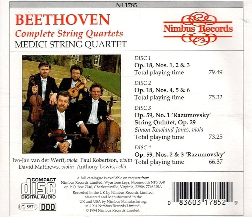 ベートーヴェンTHE COMPLETE STRINGS QUARTETS CD9 ベートーヴェンTHE