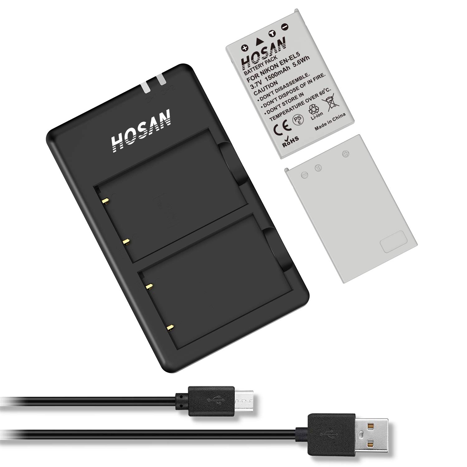 Amazon | HOSAN EN-EL5 純正互換 バッテリー 2個 + USB充電器 対応機種