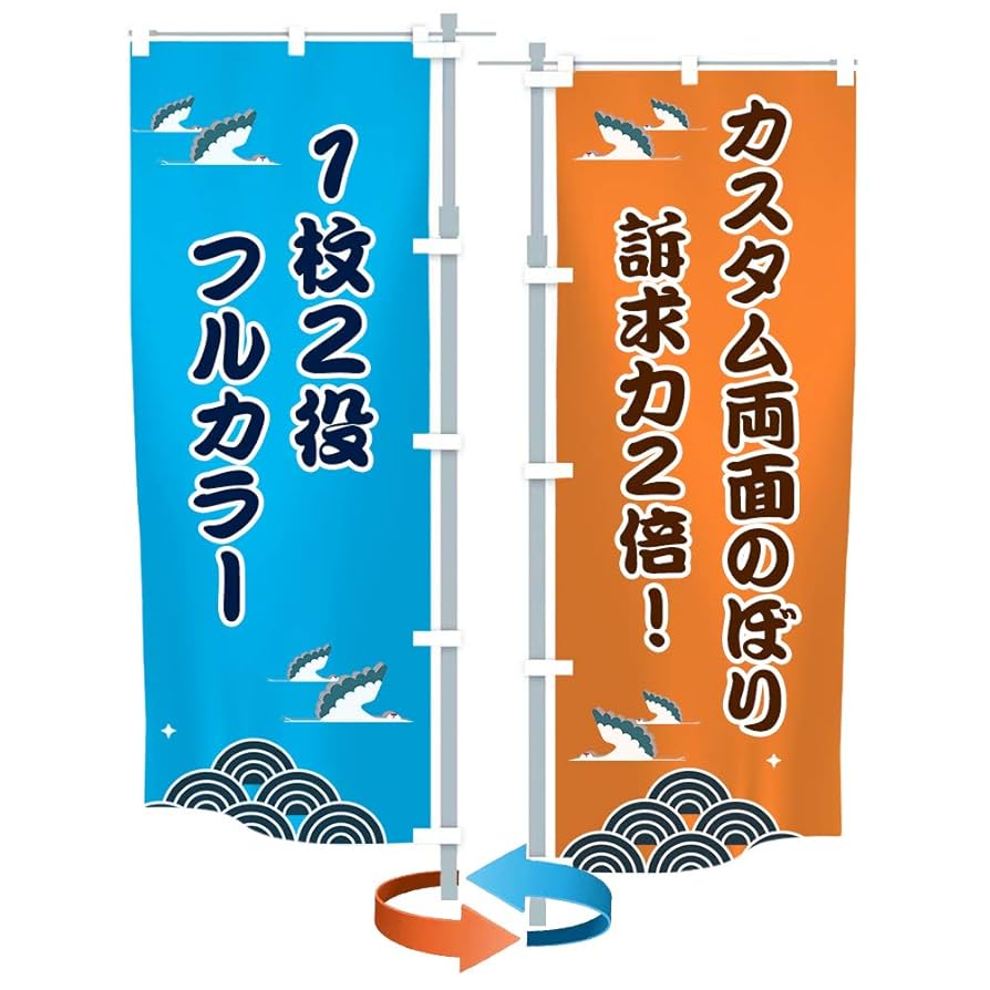 Amazon | のぼり旗 カスタムオリジナルのぼり 両面印刷 高級な生地製