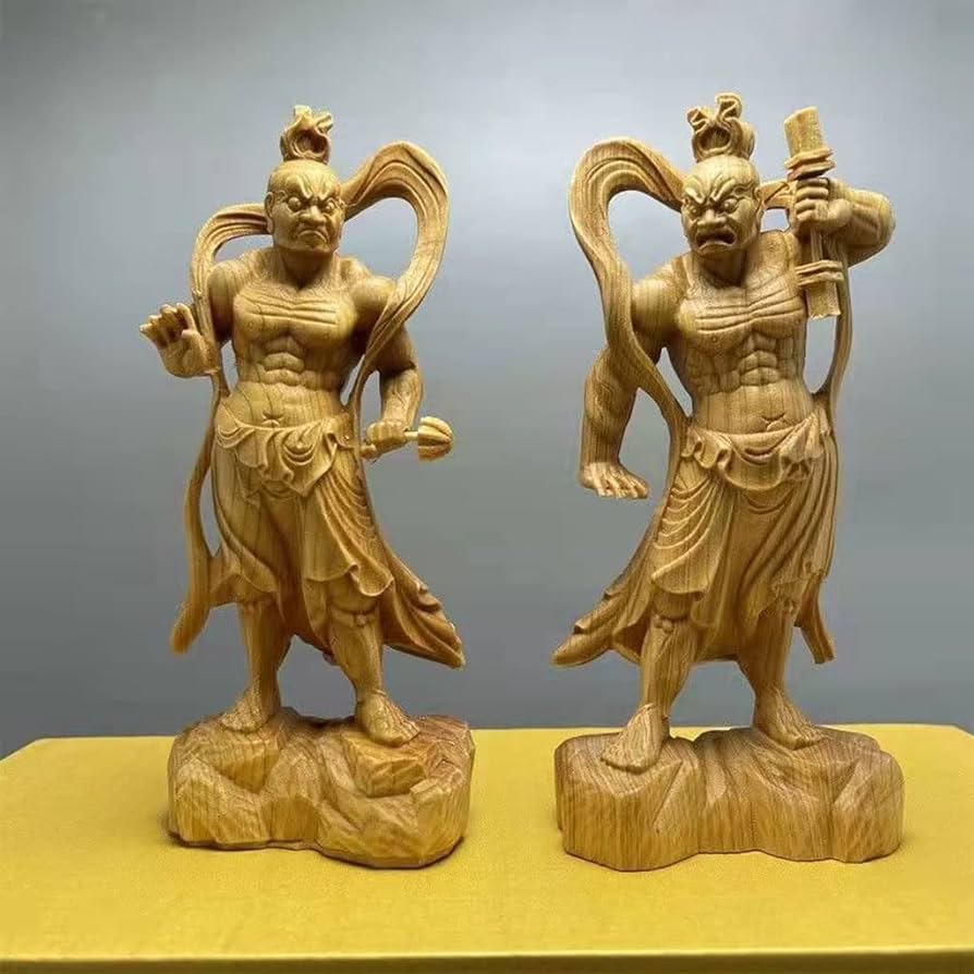 Amazon｜金剛力士 木彫り 二体一対 天然 崖柏木 仁王像 置物 金剛力士