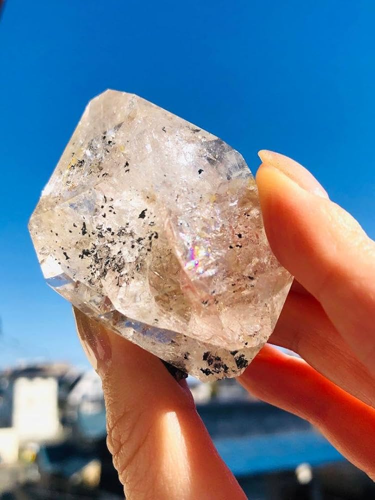 Amazon.co.jp: 特別な水晶！虹入りハーキマーダイヤモンド原石②