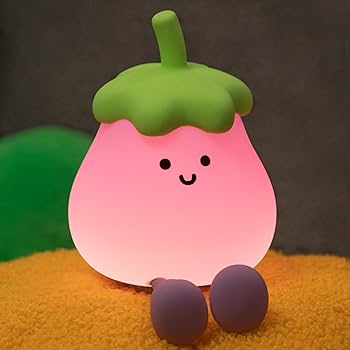 SMOORITA Eggplant Night Light for Kids, Cute Eggplant Sleep Lamp