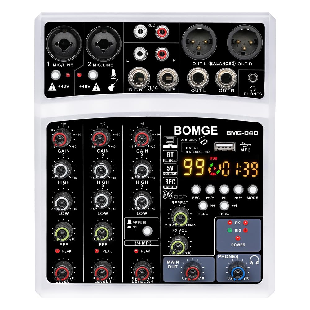 Amazon | BOMGE4チャンネル99DSPdjオーディオサウンドミキサー