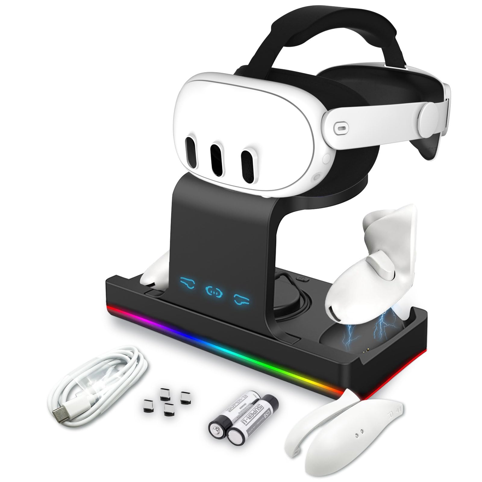 Amazon.co.jp: Meta Quest 3用RGB充電ドック、VRコントローラーと