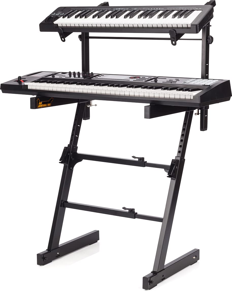 Amazon.com: Hercules KS410B Auto Lock Double Tier Z KB Stand Black