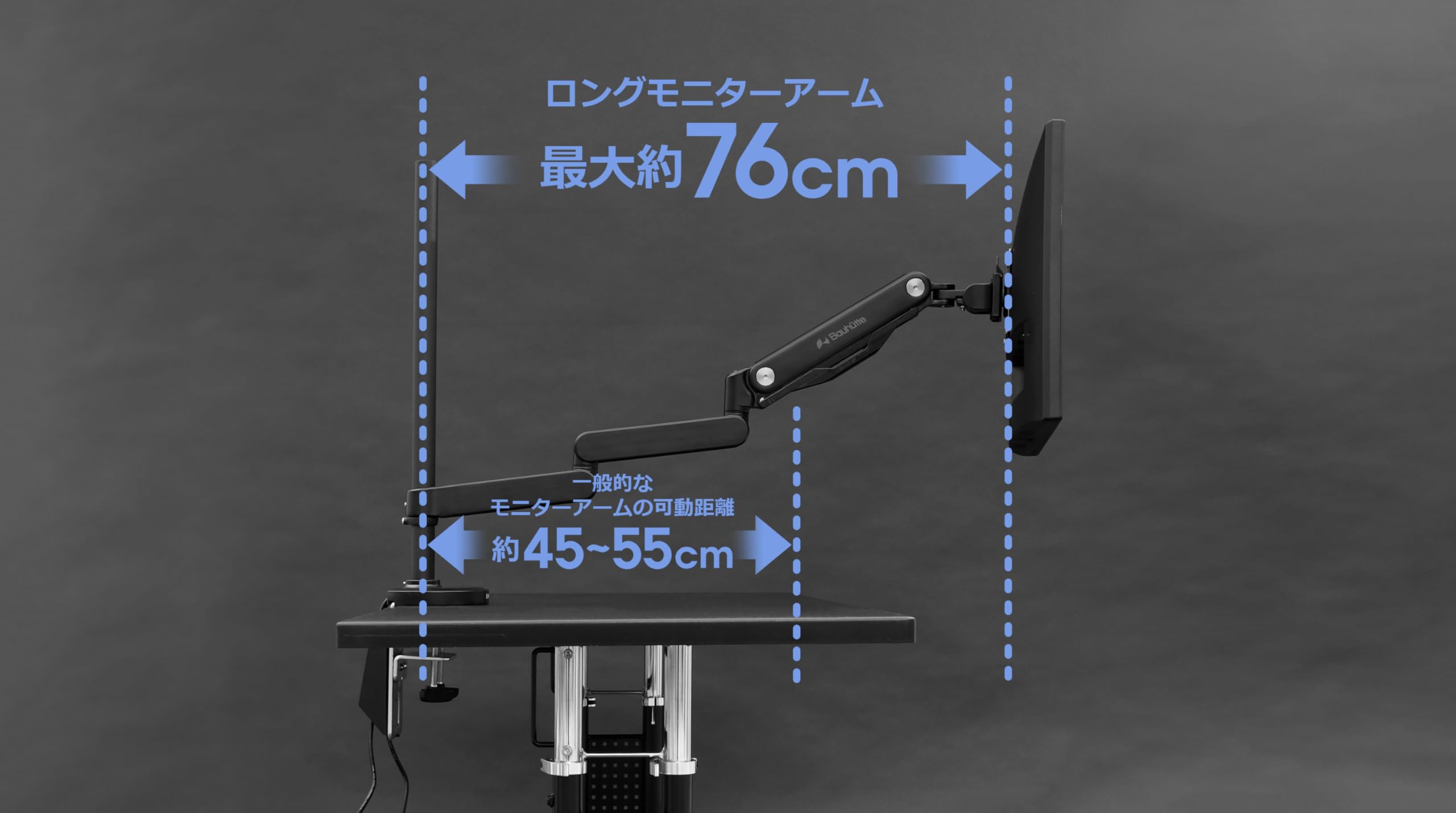 Amazon.co.jp: Bauhutte (バウヒュッテ) ロング モニターアーム GS