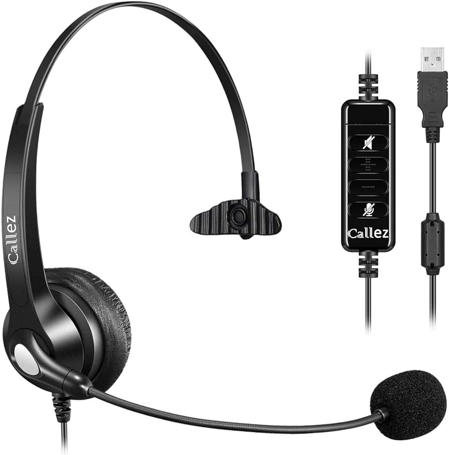 Amazon.co.jp: ヘッドセットUSB 片耳 ノイズキャンセリングマイク付き