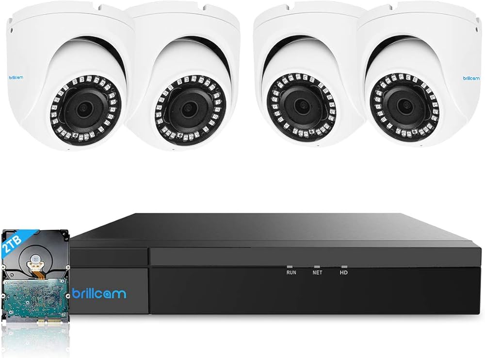 Amazon.co.jp: Brillcamドーム型防犯カメラセット 4K監視カメラ 800万