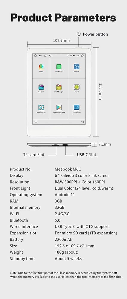 Amazon.com: MEEBOOK (likebook) Ebook reader[M6C],6”Kaleido E-ink
