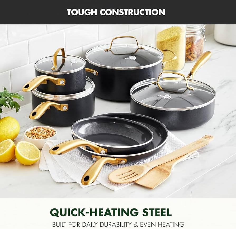 GreenPan調理器具12点セット セラミック製 蓋付き鍋&フライパン Amazon