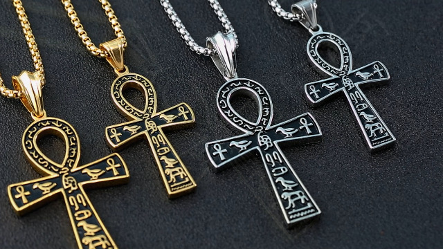 HZMAN Stainless Steel Large Ankh Cross Pendant Ancient Egyptian