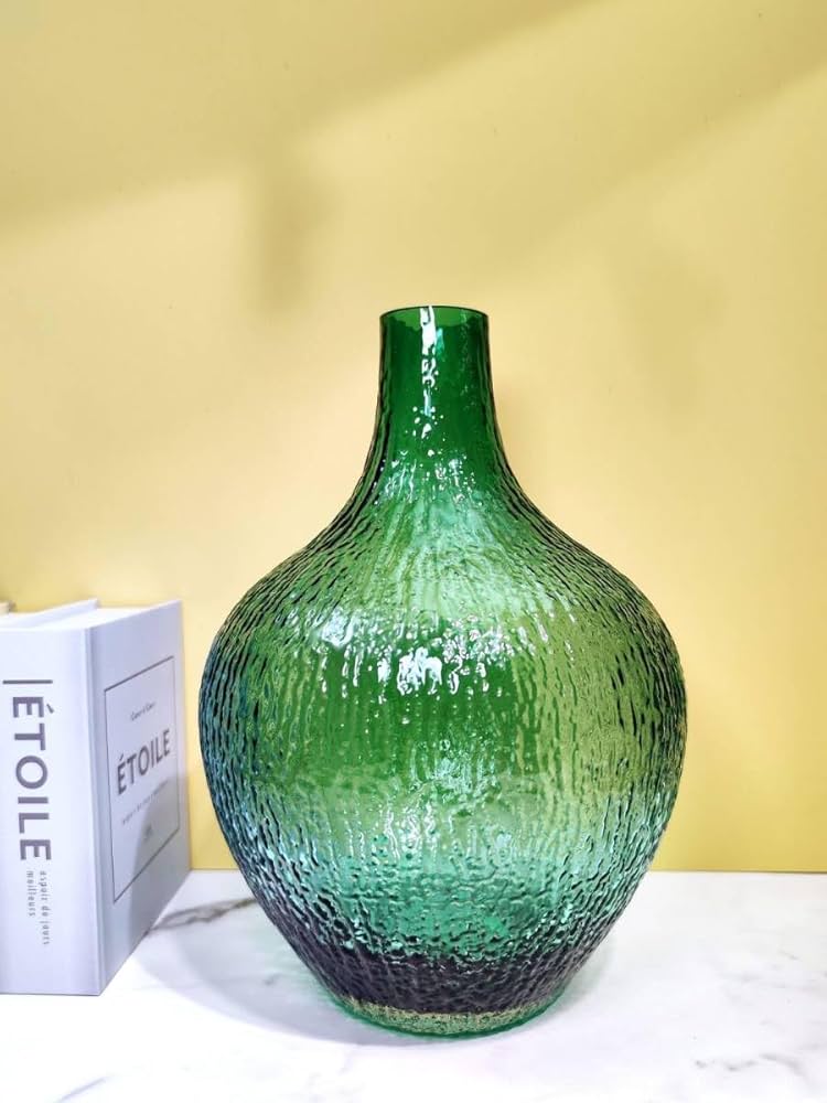 Amazon.co.jp: セール北欧 大 グリーン ガラス 花瓶 フラワーベース
