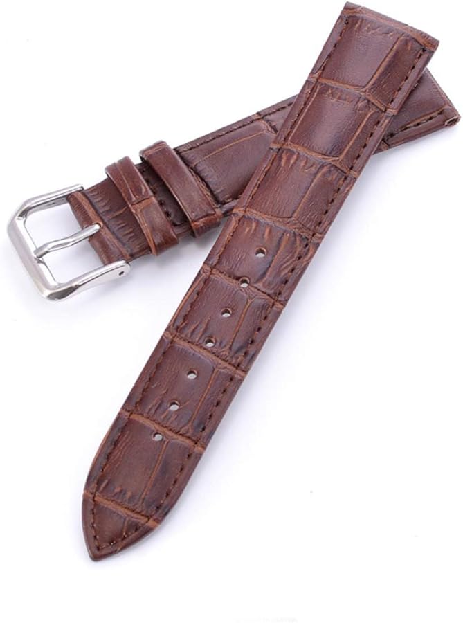 Amazon | 【本革製 クロコダイル型押し ダークブラウン 16mm】時計