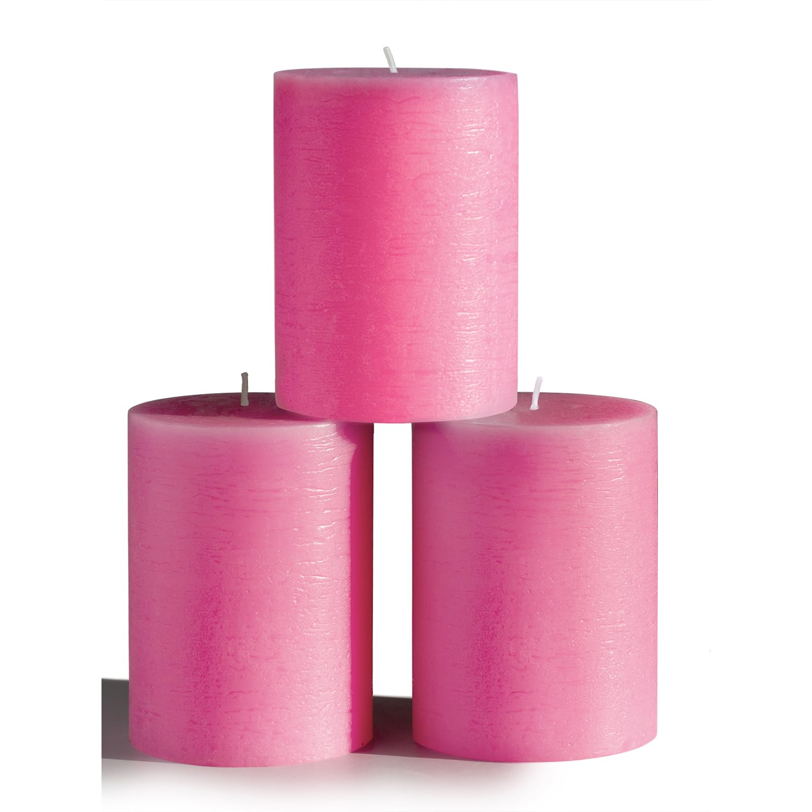 Amazon.co.jp: CANDWAX ピンク 3x4 ピラーキャンドル 3個セット - 無