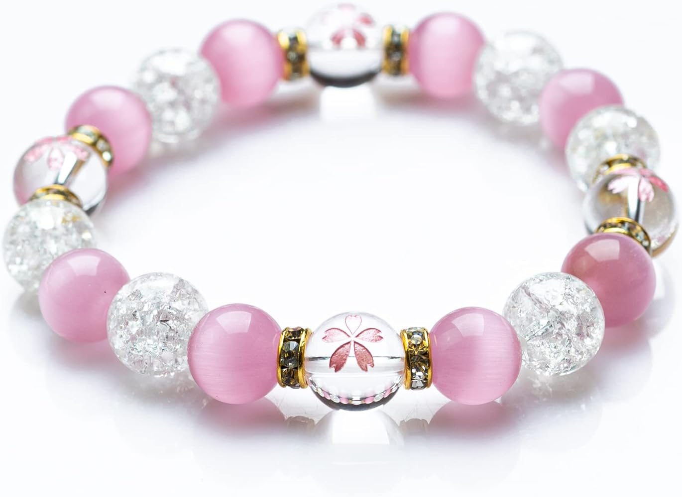 Amazon.co.jp: [京珠堂] 桜彫り 水晶 パワーストーン 天然石