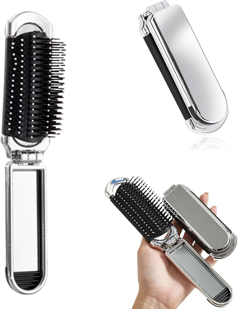 Amazon.co.jp: Coollooda 折りたたみブラシ 鏡付き 軽量 櫛 くしミラー