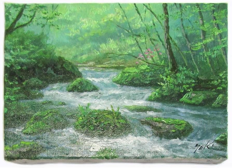 Amazon.co.jp: 関健造 春の奥入瀬渓流 SM号 油彩画 油絵 風景画 渓流