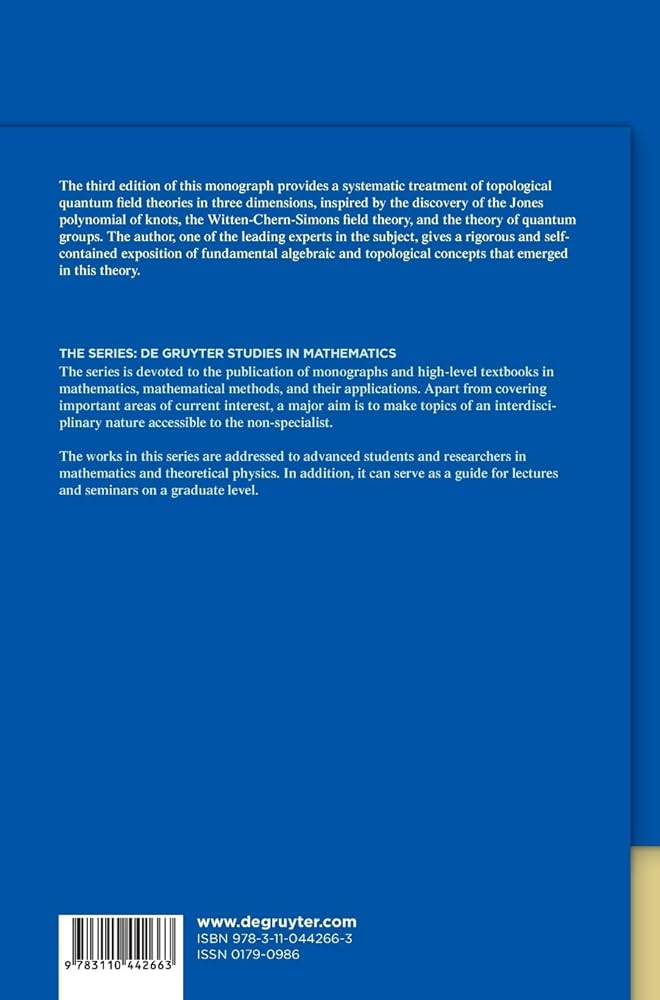 Amazon | Quantum Invariants of Knots and 3-Manifolds (De Gruyter