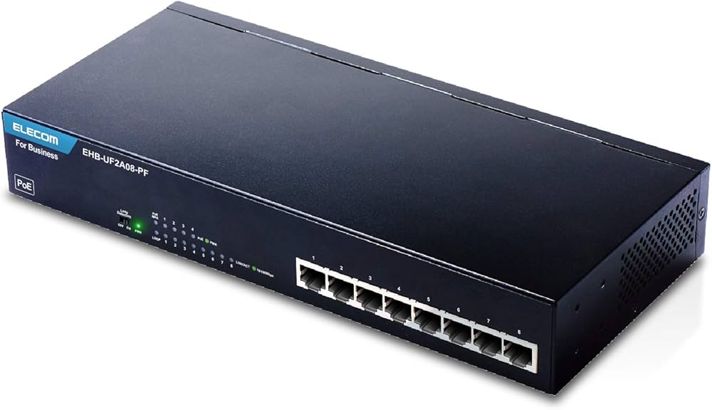 Amazon | エレコム スイッチングハブ 8ポート 金属筺体 PoE 10/100M
