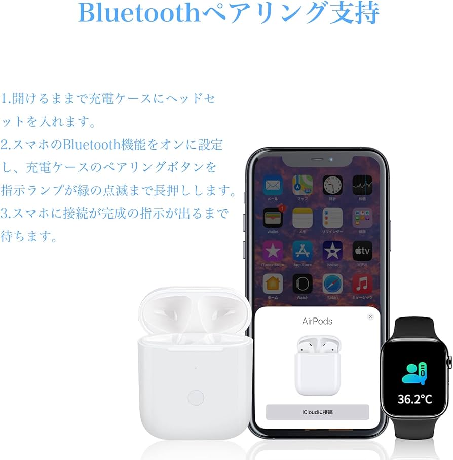 Amazon | PIAQEIOZ 充電ケース AirPods1&2との互換性あり AirPods用 大