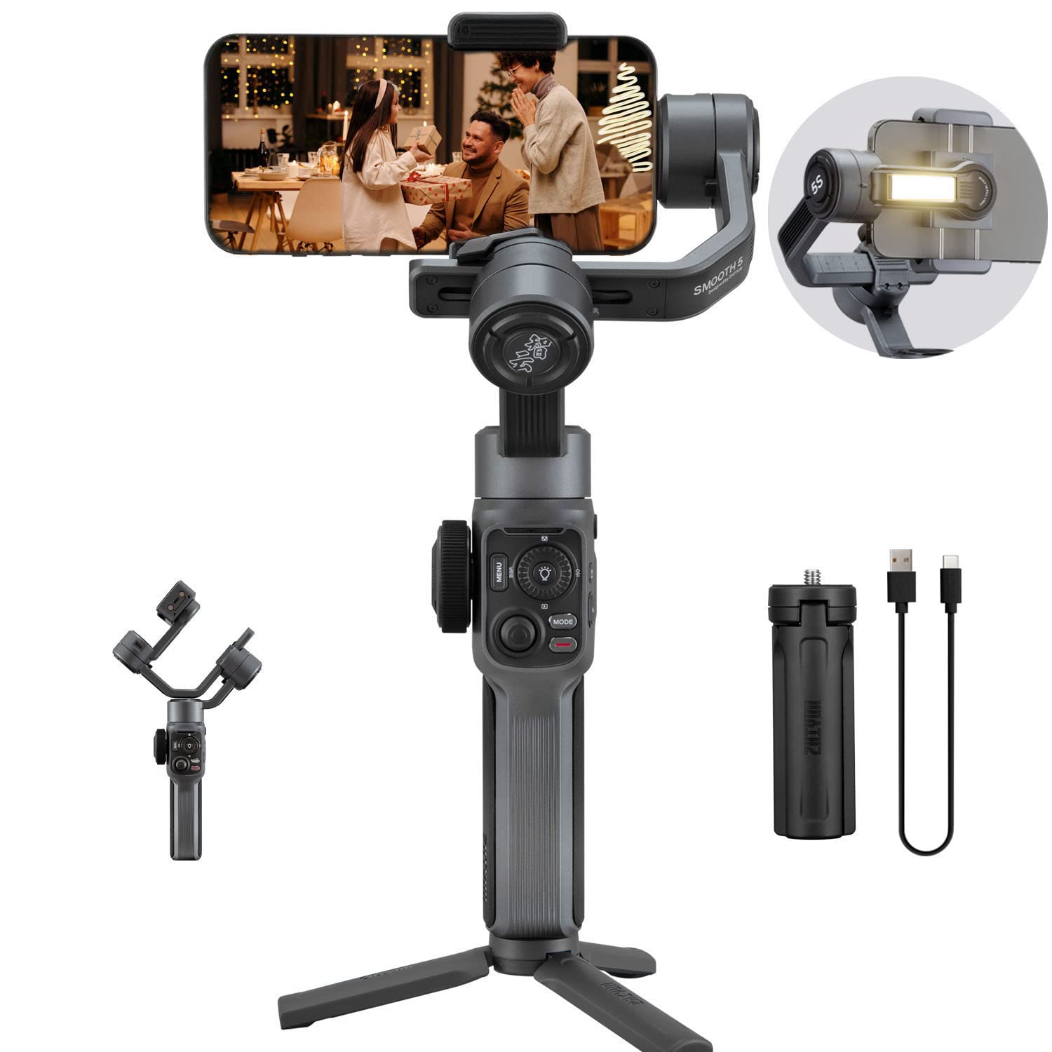Amazon.com: Zhiyun Smooth 5S Smartphone Gimbal Stabilizer 3-Axis