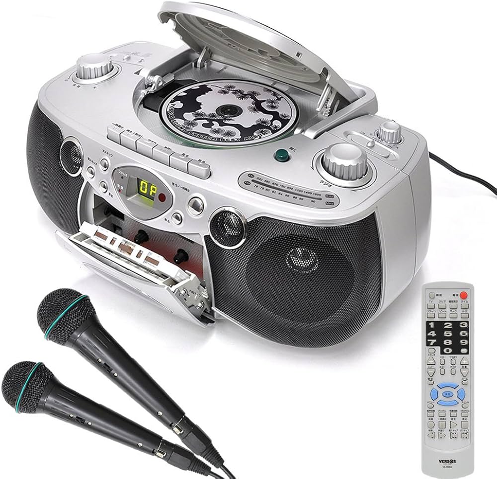 Amazon.co.jp: DVDラジカセ VS-M004 カラオケ/専用マイク2本付属 歌も