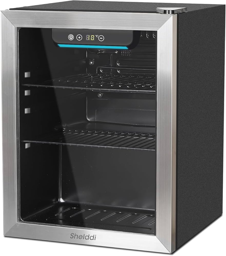 Amazon | Shelddi 冷蔵庫 48L 小型 コンプレッサー式 透明ガラスドア