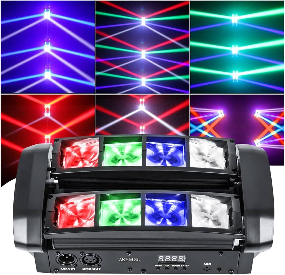 ZKYMZL RGBW Moving Head DJ Lights LED Spider Beam Stage Lighting