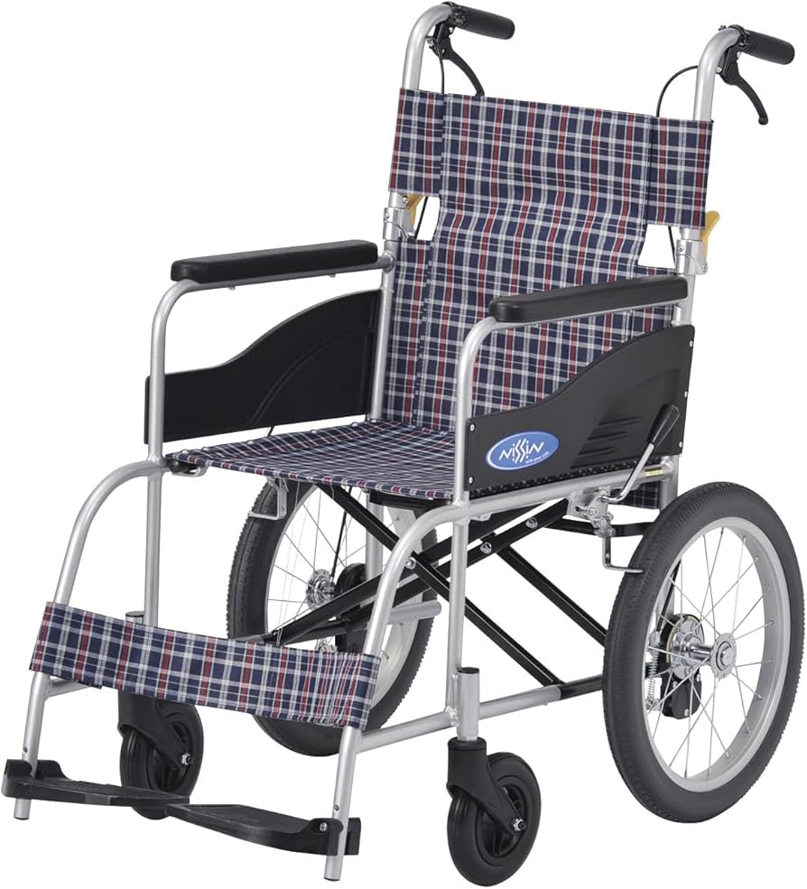 Amazon | 日進医療器 アルミ製 介助用車いす 背折れ 介助ブレーキ付き