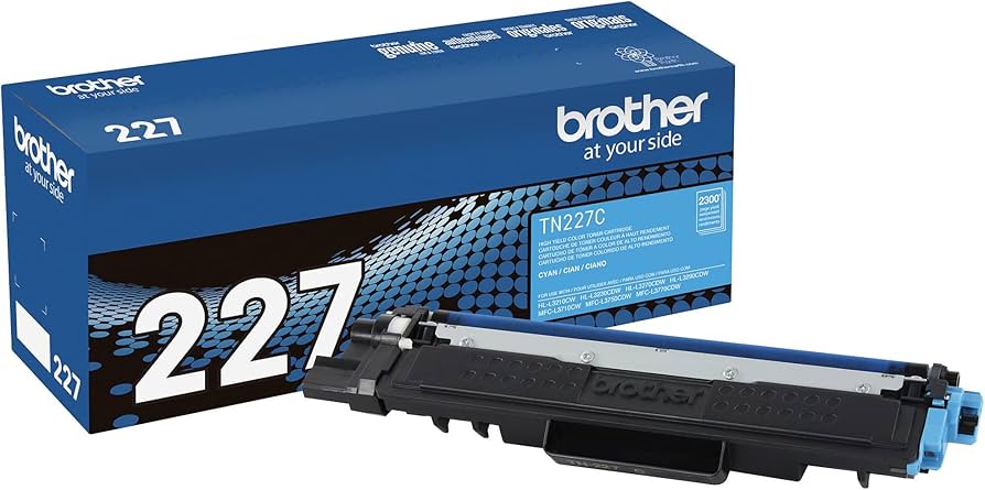Brother original TN227C High-Yield Cyan Toner Cartridge, higher