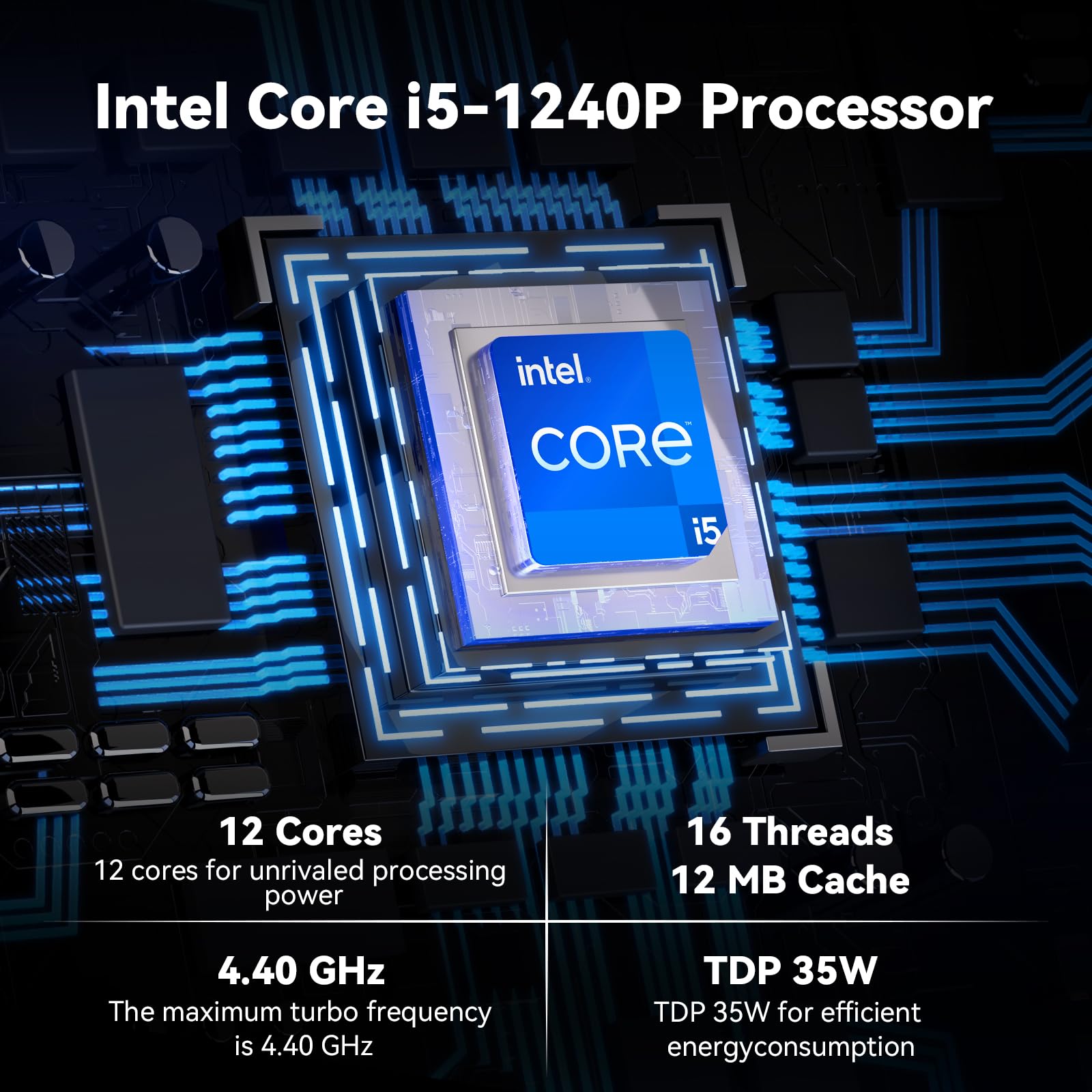 Intel NUC 12 Pro Mini PC, Core i5-1240P (12C/16T, up to 4.4GHz