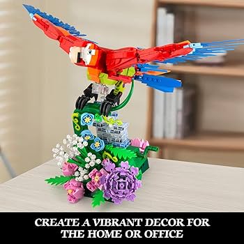 Amazon.com: Vziimo Parrot Floral Building Set, MOC Flower and