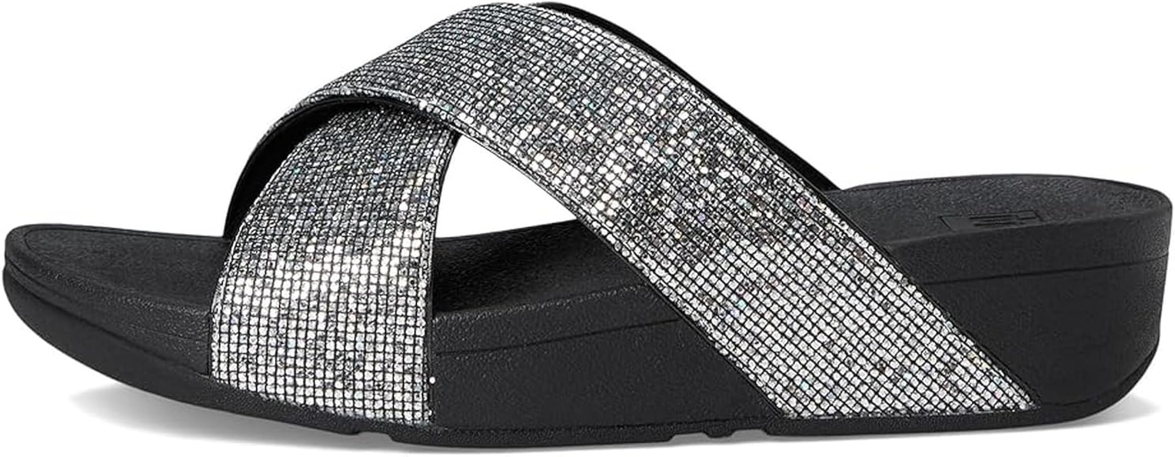 Amazon.com | FitFlop Women Lulu Glitterball Cross Slides Silver 6