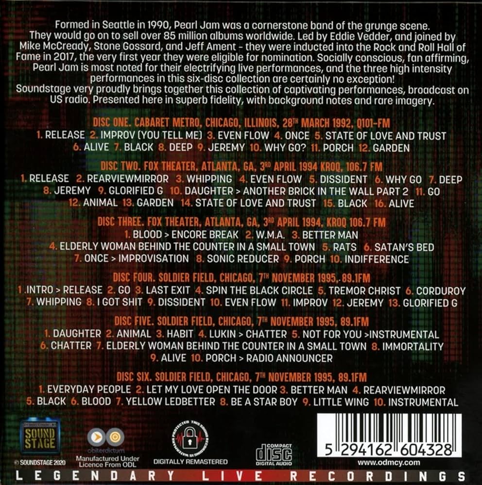 Pearl Jam - Early 90 s Broadcasts- 6 CD BOX SET - Amazon.com Music